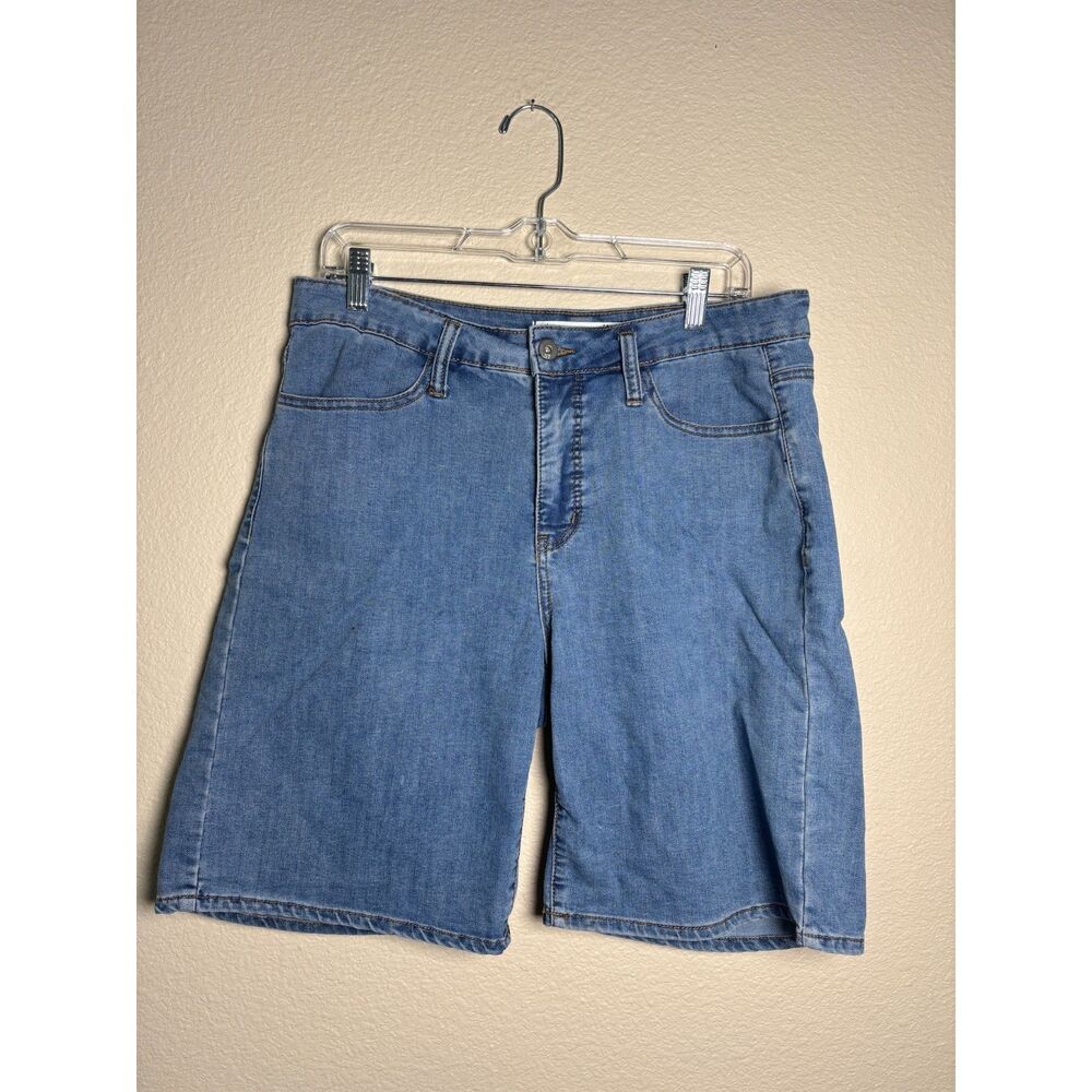 !iT Jeans Jackie High Rise Denim Shorts Size 12 Womens Medium Wash Bermuda Long
